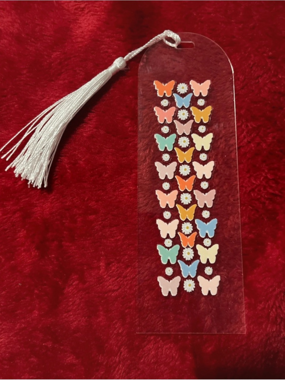 6 Handmade Clear Bookmark with Tassel